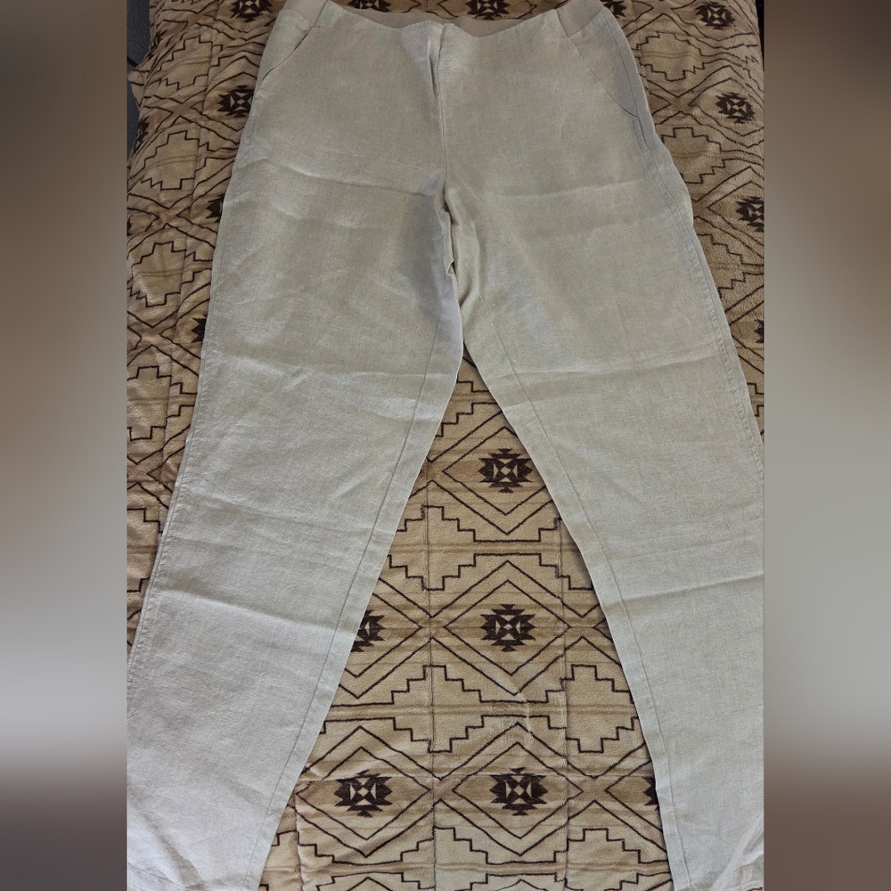 J. Jill Beige Linen Trousers